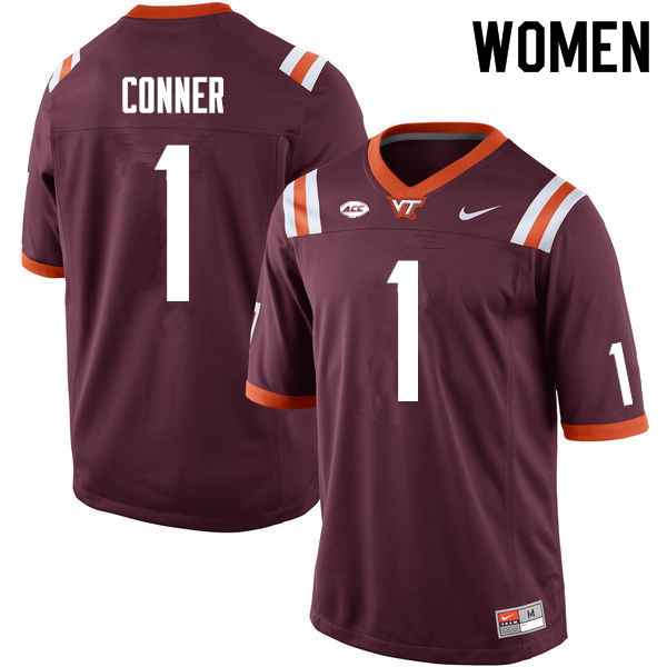 Women #1 Chamarri Conner Virginia Tech Hokies College Football Jerseys Sale-Maroon